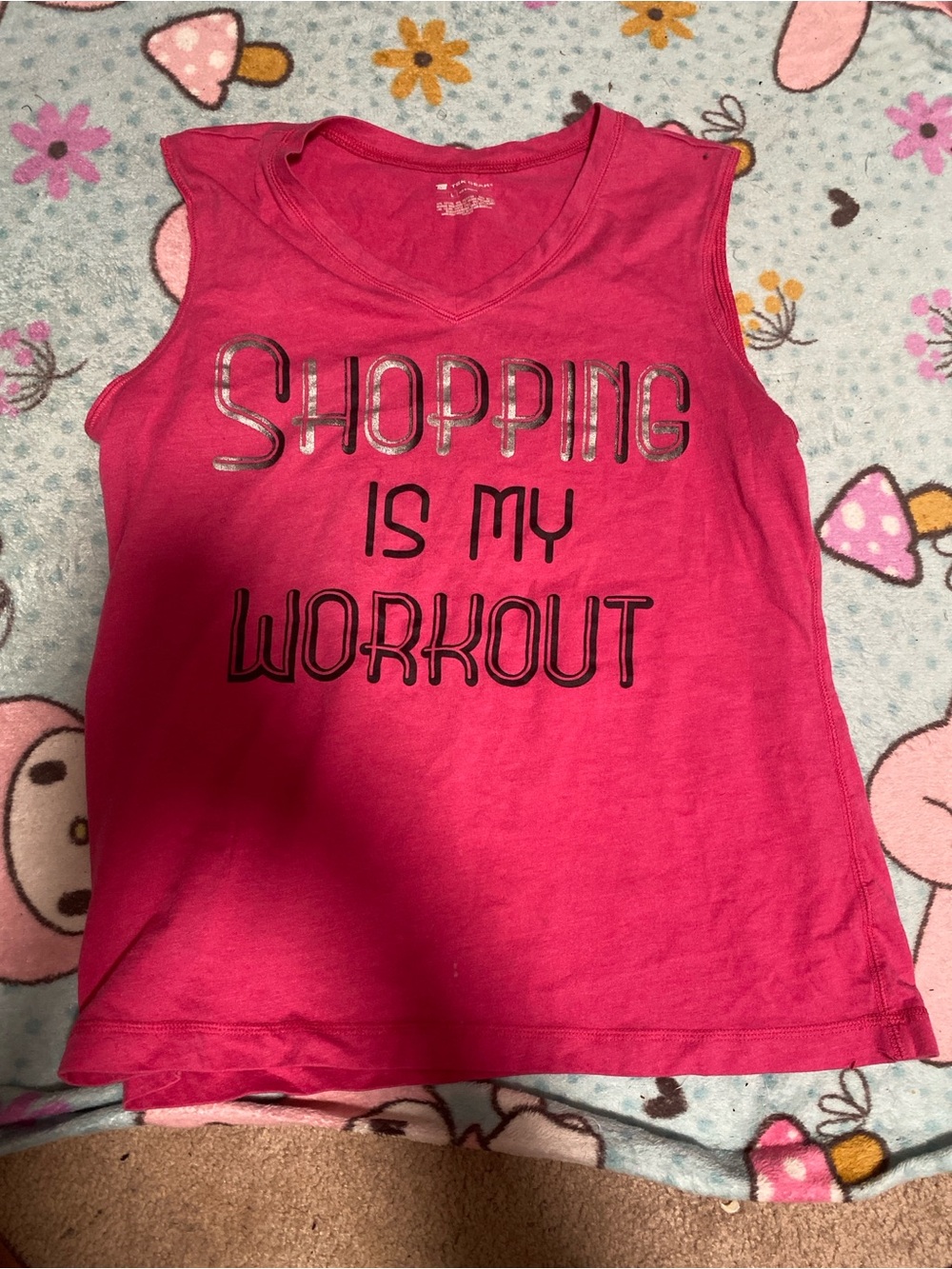 tek gear Hot Pink Graphic Muscle Tee - "Shopping Is My Workout"